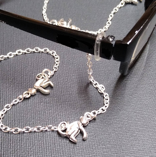 Monkey Eyeglass Chain ~ Cheeky Reading Glasses Lanyard Spectacle Holder Silver Charm Retainer Cwtchusstore