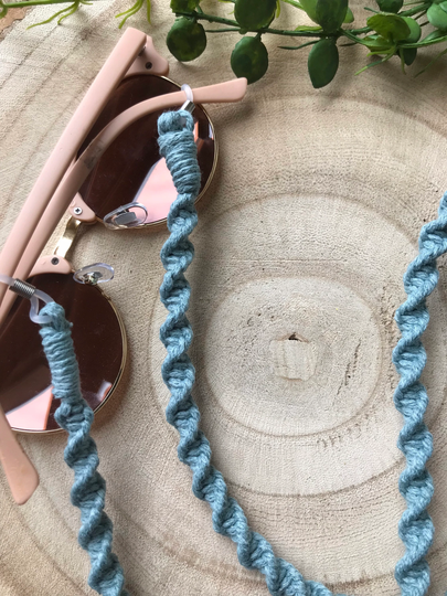Blue Macrame Sunglasses Chain, Boho Fashion Accessories, Eco Friendly Gifts For Her, Glasses Hanging Cord, Strap, Eyeglass Cord