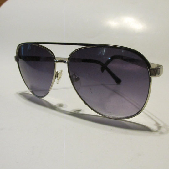 Vintage Silver Tone Purple Lens Aviator Sunglasses