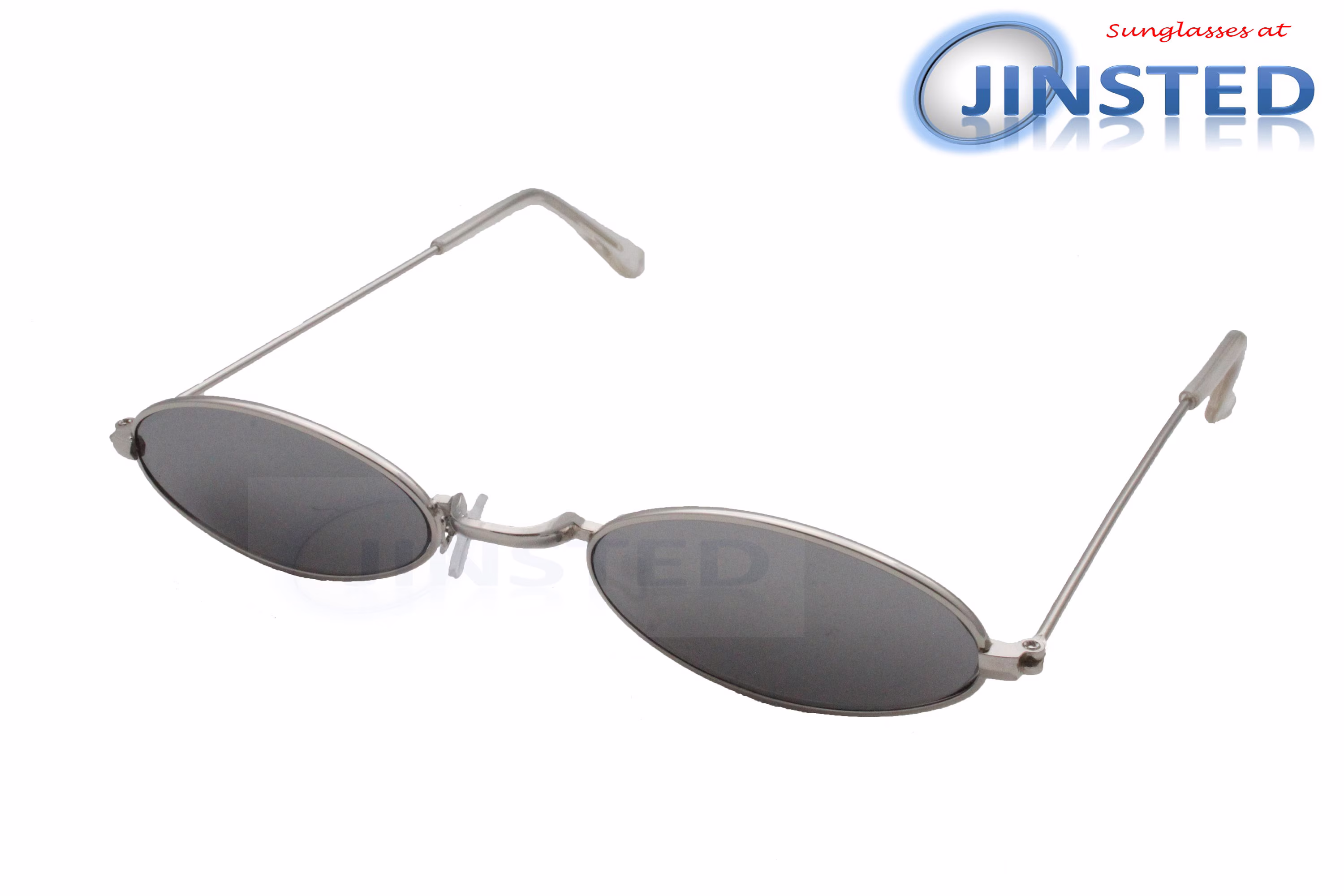 Adult Modern Oval Sunglasses Silver Mirrored Reflective Lens Uv400 Protection Aov006