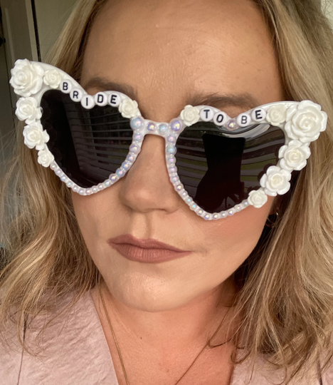 White Heart Pearl & Roses Bride To Be Sunglasses