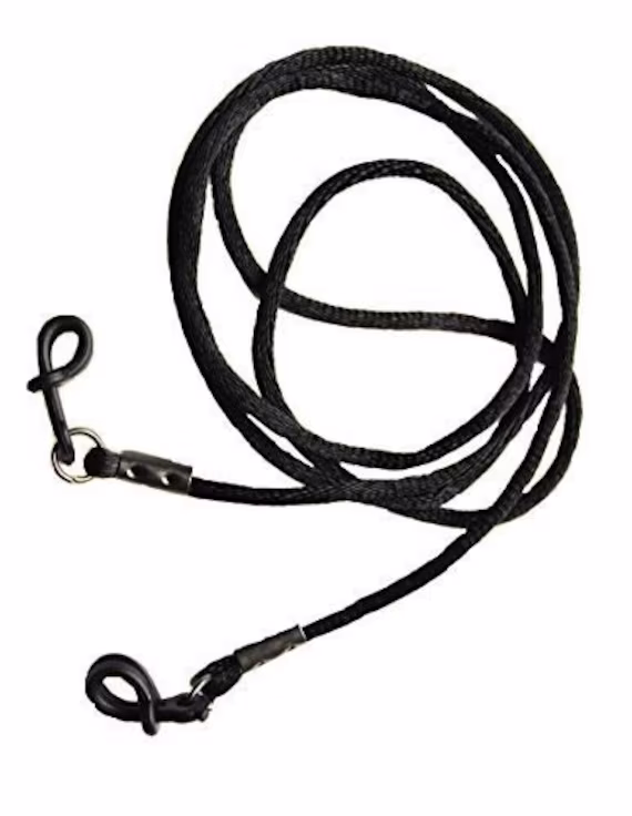 Black Reading Glasses/Sunglasses Safety Cord Strap Holder Rubber Grip Ends Long Length