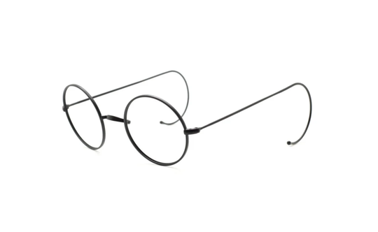 Savile Row Style True Round Black Eyewear By Beuren With Saddle Bridge & Curlsides in Eye Sizes 36mm-48mm