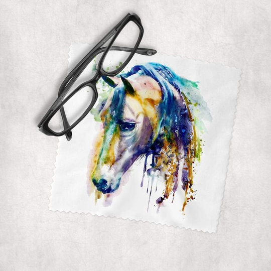 Watercolor Animals - Horse #1 Microfiber Lens Cleaning Cloth For Eyeglasses, Cameras, Smartphones & All Screens