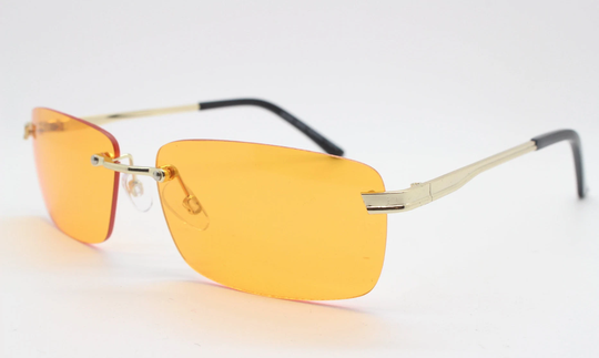 Y2K Frameless Rectangular Sunglasses. Blazing Orange Lenses With Gunmetal Trim & Arms. Rave 2000S Nos