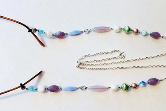 Petite Size Pearl & Crystal Bead Eyeglass Chain Holder Necklace Custom 30