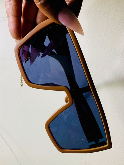 Oversized Brown Flat Top Sunglasses