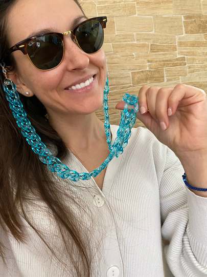 Sunglasses Chain , Eyeglass Chain, Blue Eyeglass Chain, Gift Summer, Resin Sunglasses For Her