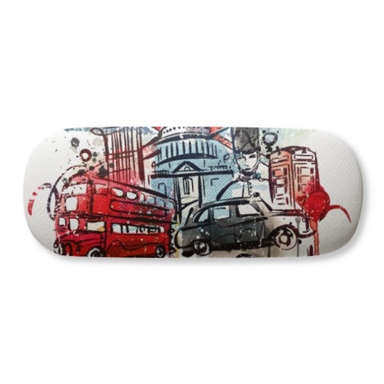 London Bus Big Ben UK Watercolor Glasses Case Eyeglasses Hard Shell Storage Spectacle Box