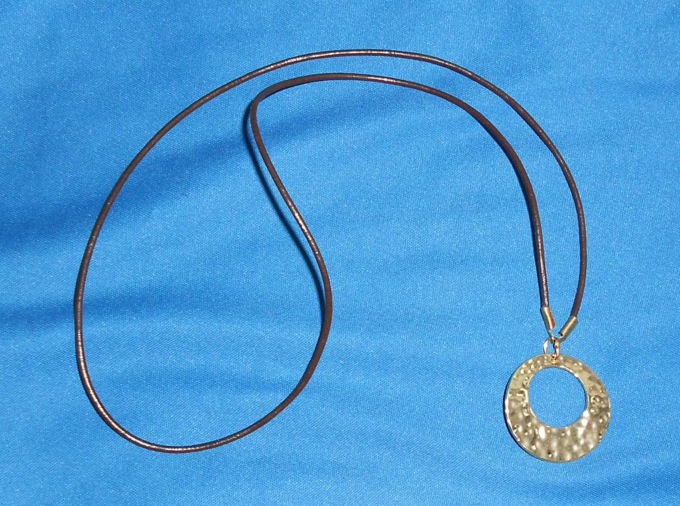 Leather Cord Eyeglass Holder Necklace With A Big Gold Or Chrome Hammered Loop - Black Brown