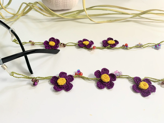 Purple Flower Eye Glass Chain/Glasses Lanyard Eyeglasses Retainer Sunglasses Cord Eyeglass Eyewear Holder