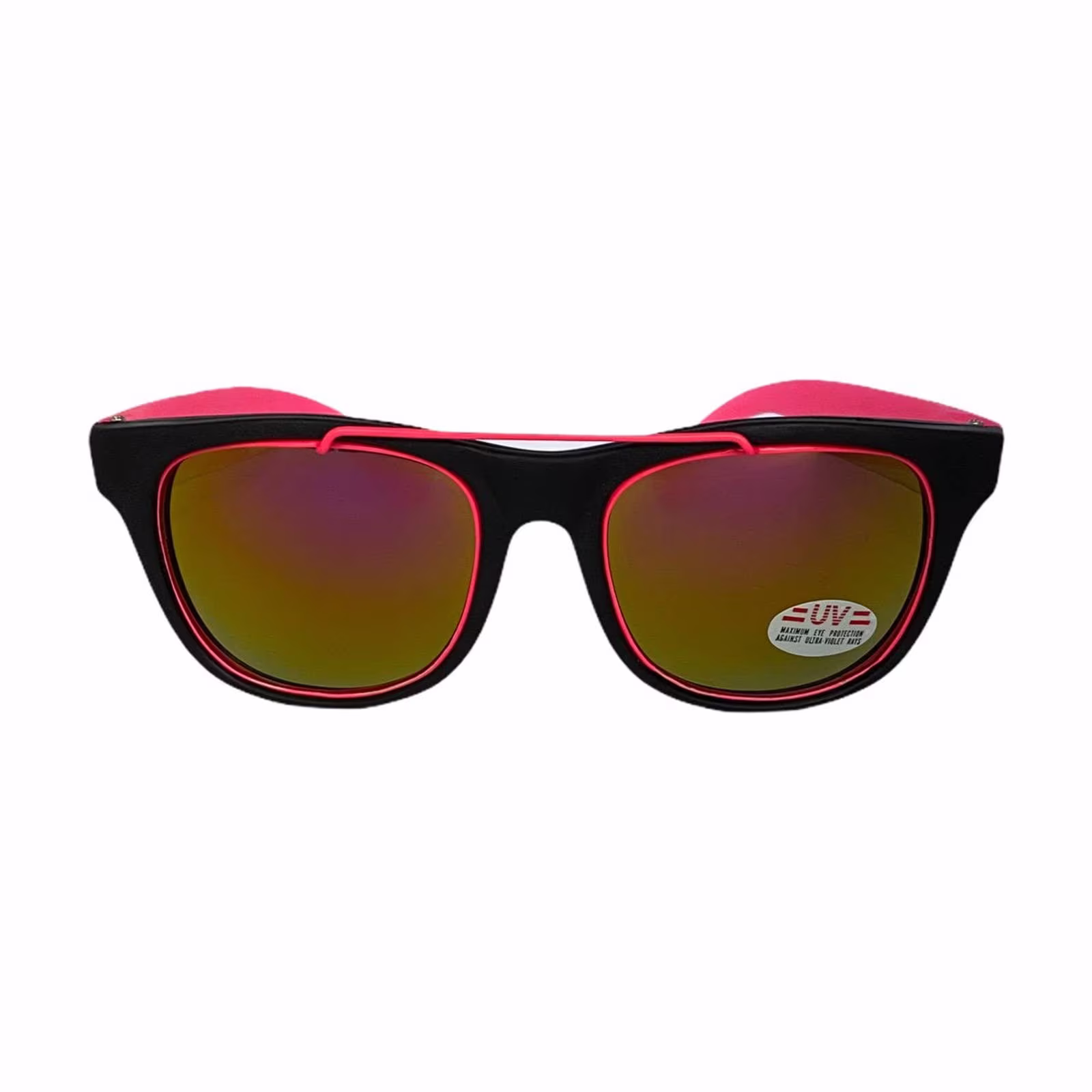 Y2K Vintage, Drifter Sunglasses, Unisex Pink & Black, Matte Frames, Iridescent Mirrored Lenses, Retro Eyewear