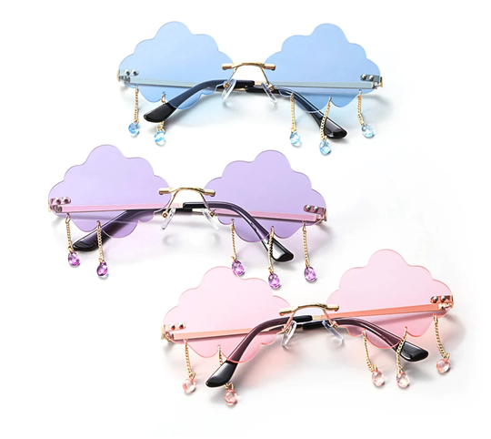 Cloud Rimless Sunglasses Cute Y2K 90S Sunglasses - Pink Blue Gift Accessories Frameless Retro