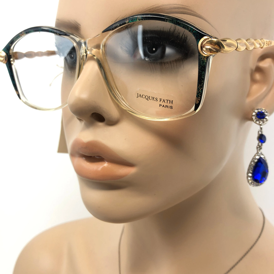 Vintage Jacques Fath Eyeglasses Glasses Frame Black Clear Square Used Eyeglass Frames Retro