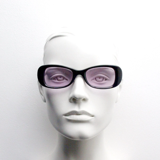 Y2K Vintage Curved Rectangular Sunglasses. Black Frame With Light Pink Lenses. 90S/2000S Unused Nos Cateye