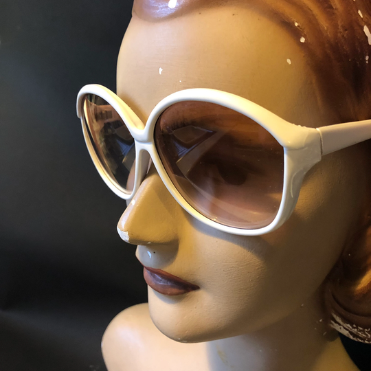 1970S 1980S White Framed Sunglasses, Never Worn Optometrist's Sample, Large Lens