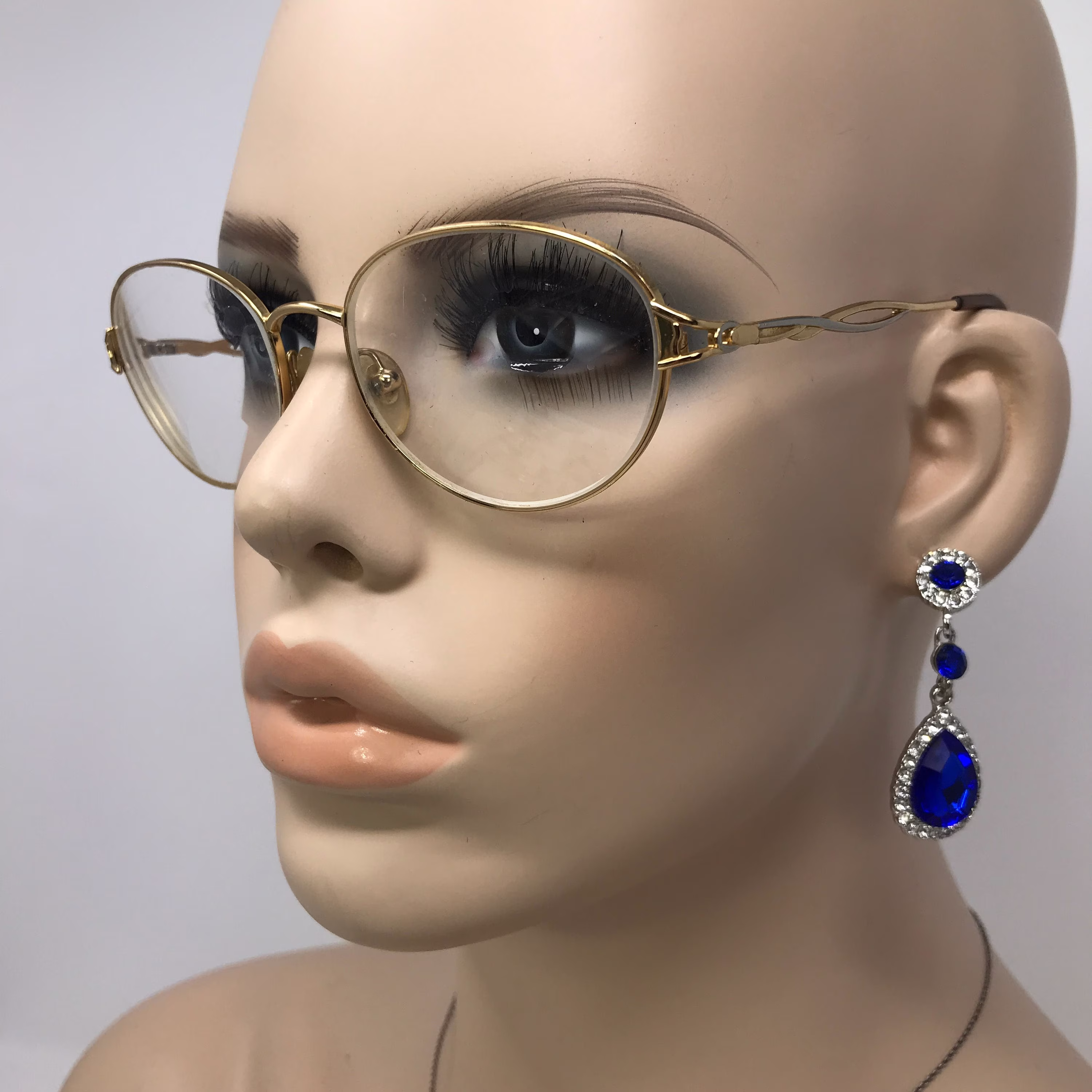 Vintage Luxottica Eyeglasses Glasses Frame Gold Round Used Eyeglass Frames Retro Italy