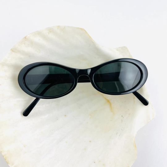 Authentic Vintage 90S Slim Black Oval Sunglasses