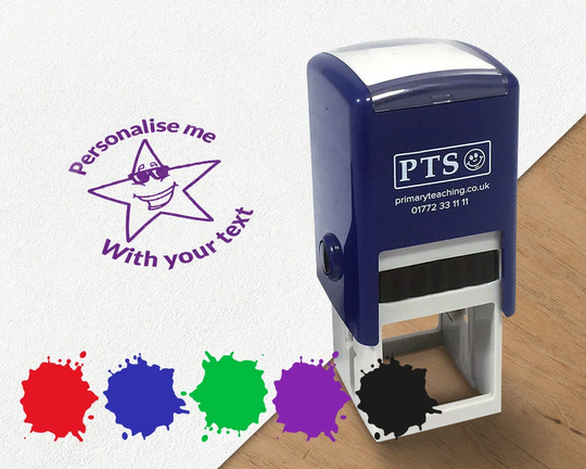 Personalised Star With Sunglasses School Teachers Reward Feedback Marking Stamper 25mm