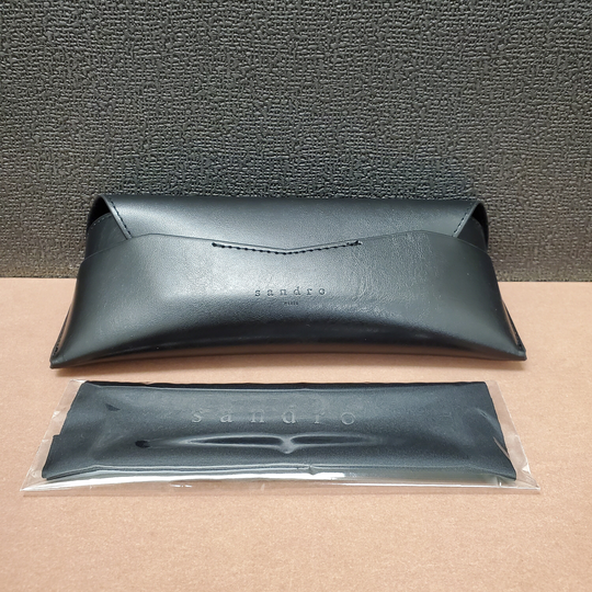 Vintage Leather Sandro Eyeglasses Sunglasses Case Black + Microfiber Cloth Unique Gift