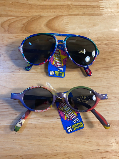 Vintage Kids Baby Youth Sunglasses // Lot Of 4 Pairs Floral Colorful Kids Aviator Style Summer Shades