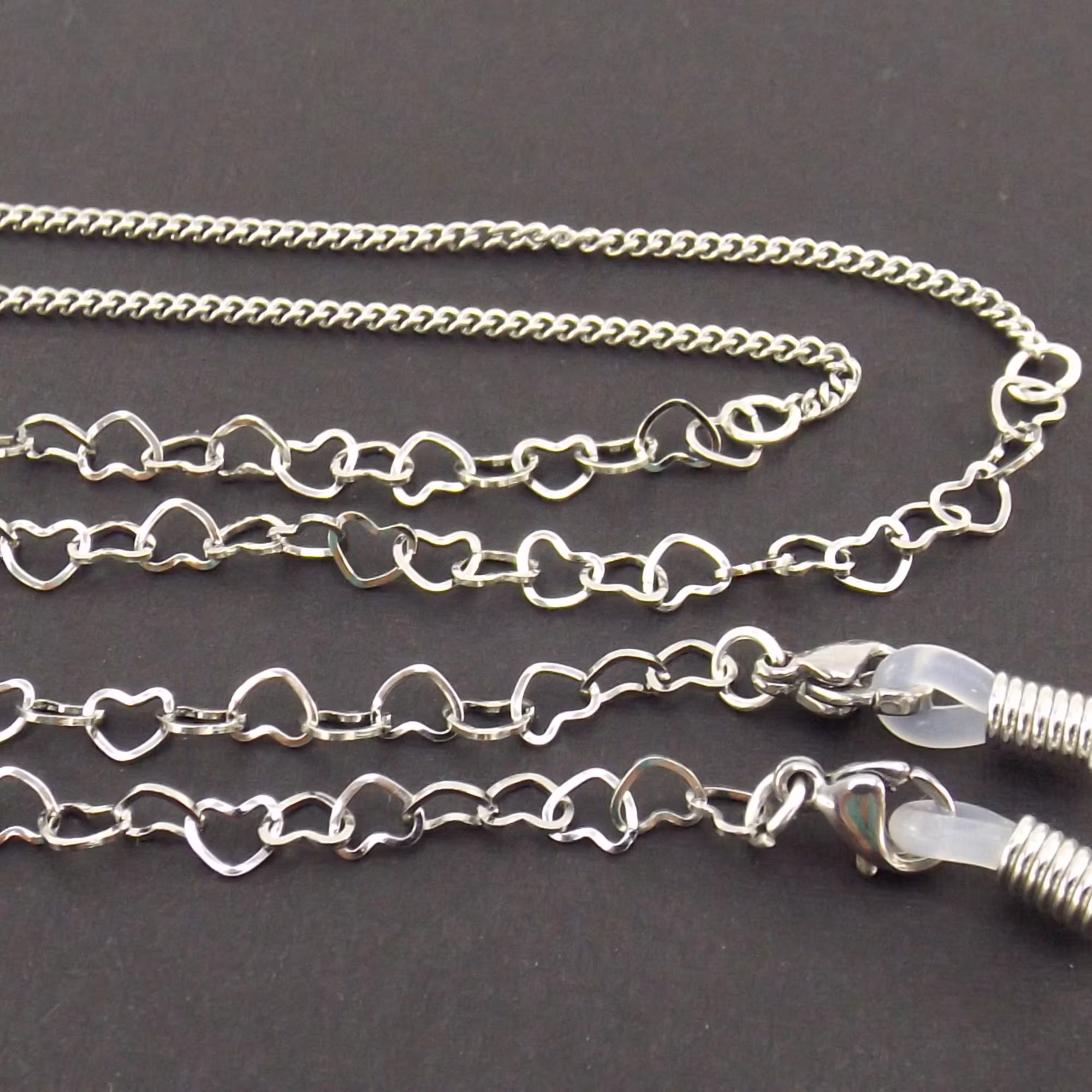 Silver Heart Link Eyeglass Chain Lanyard | Face Mask For Women Necklace Glasses Sunglasses Holder