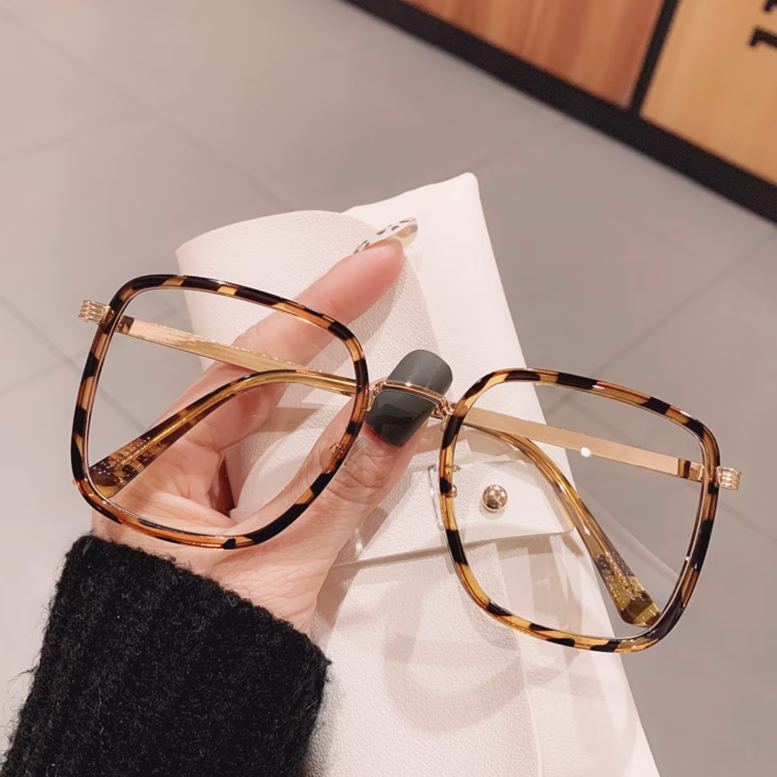 Myopia Oversized Anti Blue Light Reading Glasses | Square Frame Vintage With Diopter -1 -2.5 -6.0