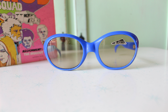 1970S Blue Big Mod Sunglassesrare. Twiggy. Womens Eyewear. Big Lens. Funky. Woodstock. Hippie. Rare. Deadstock Sunglasses. Mod. Bug Eye
