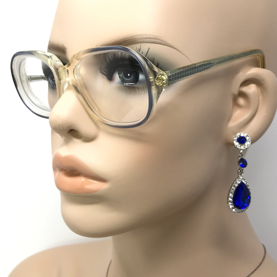 Vintage Ladies Eyeglasses Glasses Frame Clear Blue Square Used Eyeglass Frames Retro
