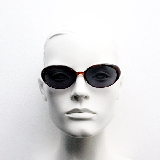 90S Vintage Cateye Sunglasses. 60S Style Dark Tortoise Slender Oval Cat Eye Frame With Black Lenses. Bnwt. Nos