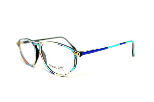 Design Eyeglasses Naive Happy Art Creative Colorful Oval Modern 80's 90's Otmar Alt Free Shipping New Old Stock Nos Medium Large 55-15-140