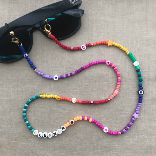 Eyeglasses Readers Holder Strap Chain Sunglasses Happy Lucky Ian Y2K Rainbow Smiley Face Yin Yang Charms Pinterest Necklace Summer Mask