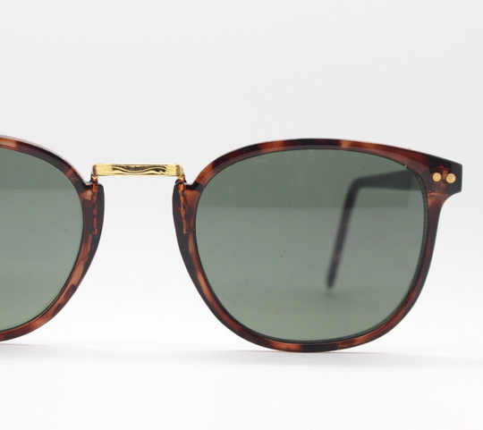 90S Vintage Sunglasses. Bnwt Sophisticated Subtle Tortoise 60S Style Frame With Green Lenses. Premier E, W 0867. Mens Nos