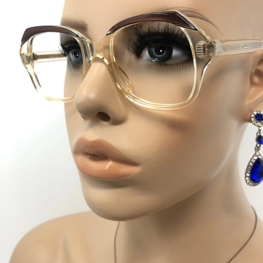 Vintage Donna Eyeglasses Glasses Frame Clear Brown Square Used Eyeglass Frames Retro