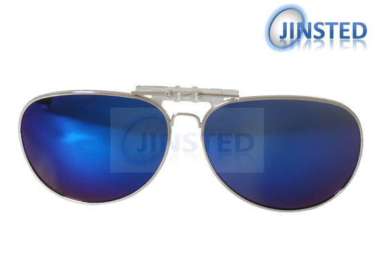 Blue Mirrored Reflective Aviator Clip On Flip Up Sunglasses Uv400 Protection Acp015