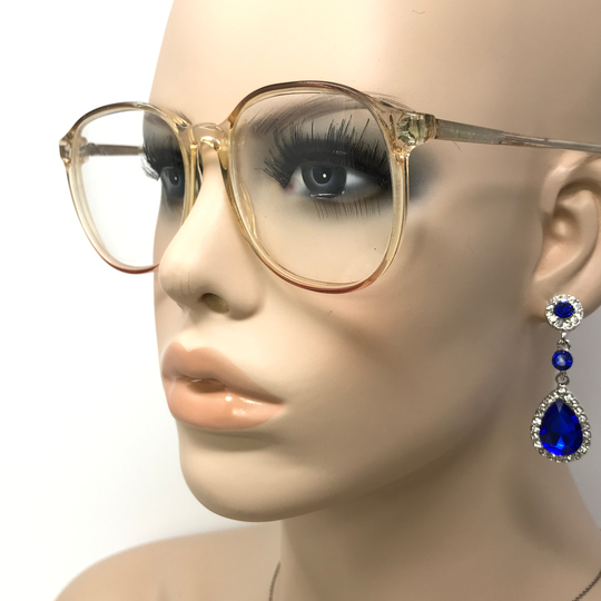 Vintage Ladies Eyeglasses Glasses Frame Clear Amber Panto Used Eyeglass Frames Retro