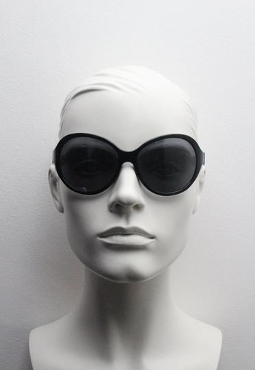 Escada Vintage Y2K Round Bug Eye Sunglasses Model Ses002 Made in Italy. Oversized Jet Black Chic Womens 60S Style Wraparound Frame. 2000S
