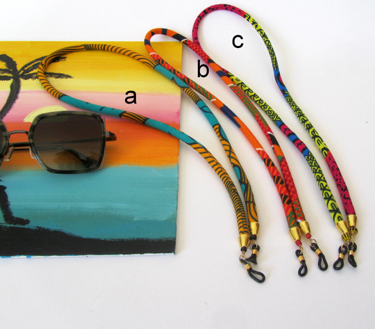 Sunglasses Chain - Boho Eyewear Strap Choose From 3 Colors Wax Fabric Glasses Holder Beaded