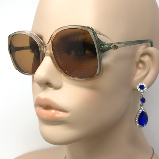 Vintage Ladies Eyeglasses Glasses Frame Clear Green Square Used Sun Shades Frames Retro
