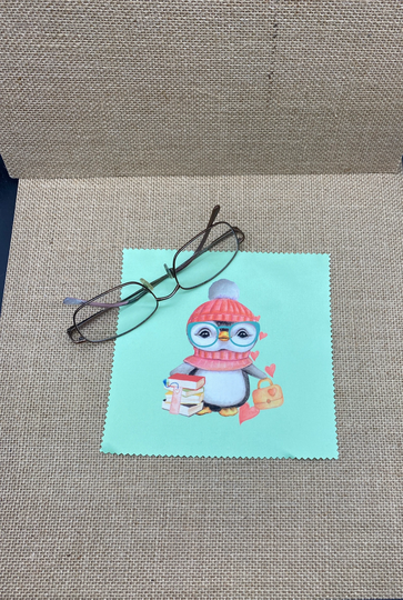Penguin Wearing Glasses Microfiber Cloth Eye Glass Cleaning Tablet Phone