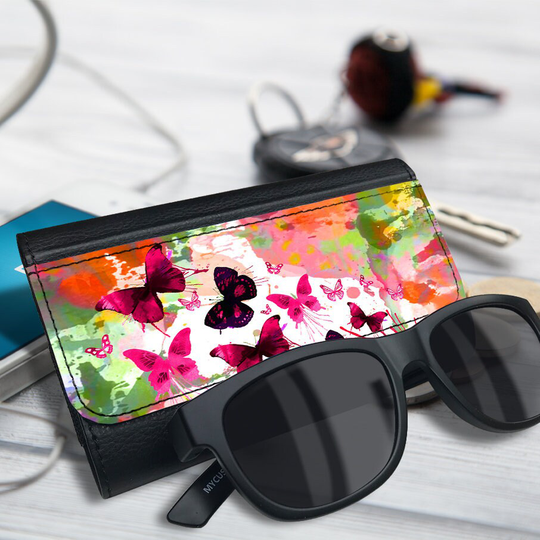Butterfly Lovers Gift, Women's Glasses Case, Eyeglasses Case Vegan Leather, Sunglasses Spectacles For Men & Women