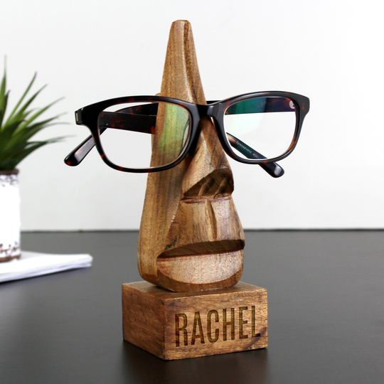 Personalised Wooden Nose-Shaped Glasses Holder, Holders, Spectacle Christmas Gifts, Cases, Birthday Gift