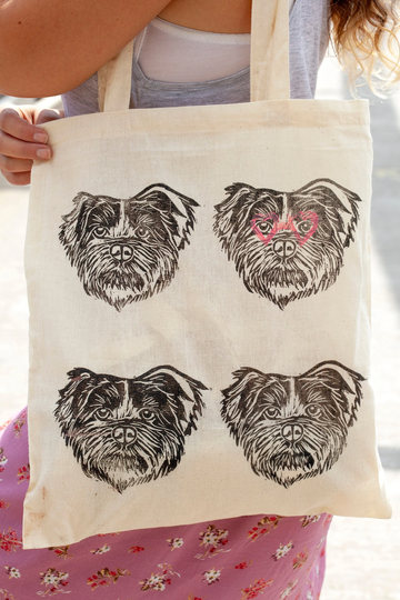 Yorkshire With Heart Sunglasses Tote Bag | Handmade Printed