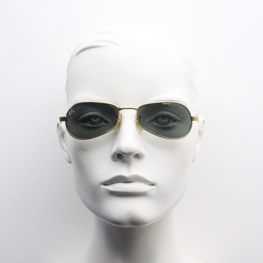 90S Vintage Mini Bug Eye Sunglasses. Matt Gold Metal Frame With Green Lenses. Nos Club Kids Aviator