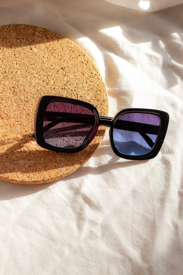 Black Oversized Square 70S Sunglasses
