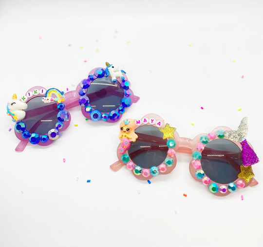 Girls Toddler Baby Custom Personalized Sunglasses Sunnies Rainbow Mermaid Unicorn Bling Rhinestone