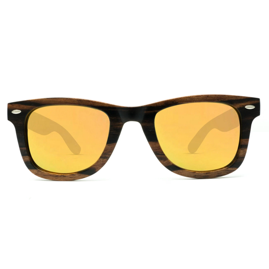Jetsetter Ebony Wooden Sunglasses, Orange Polarized Lenses, Personalized Bamboo Groomsman Gifts