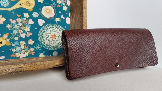 Brown Real Leather Glasses Case, Made in England