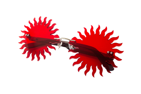 Red Sun Glasses, Sun Shaped, 90S, Club Kids, Clubwear, Rave, Party, Edm
