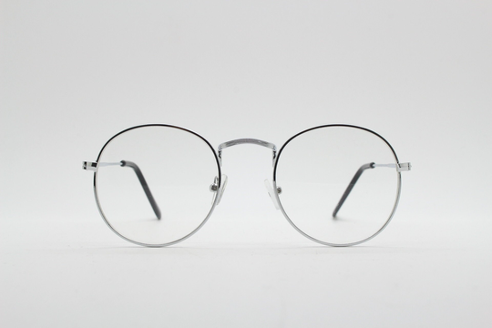 90S Vintage Round Metal Glasses, 60S Style Silver Panto Frame With Clear Lenses. Nos Eyeglasses